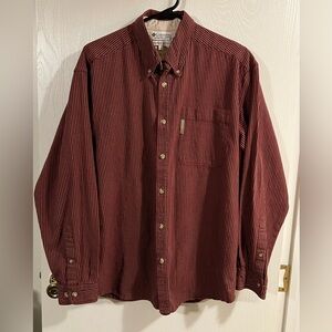 Columbia Burgundy Striped Shirt- Men’s Large